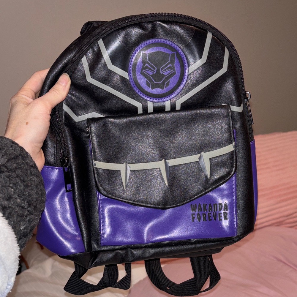 Black Panther Wakanda Forever Backpack - Black and Purple